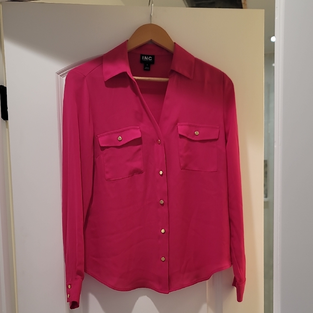 INC International Concepts Pink Long Sleeve Button Down Shirt